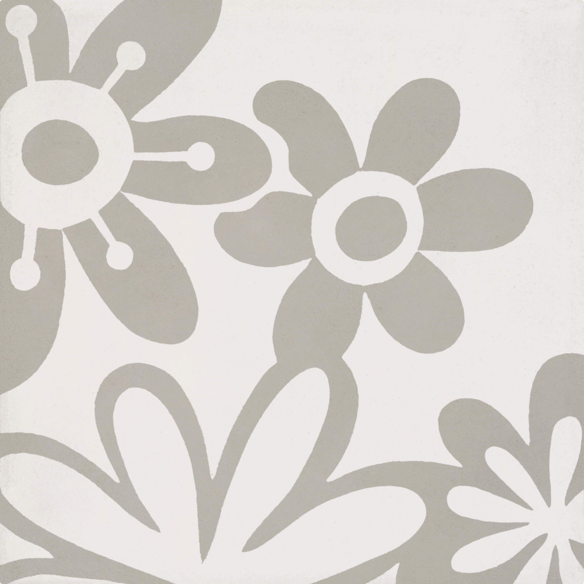 Modern Flower Off White/Grey Cement Tile 8