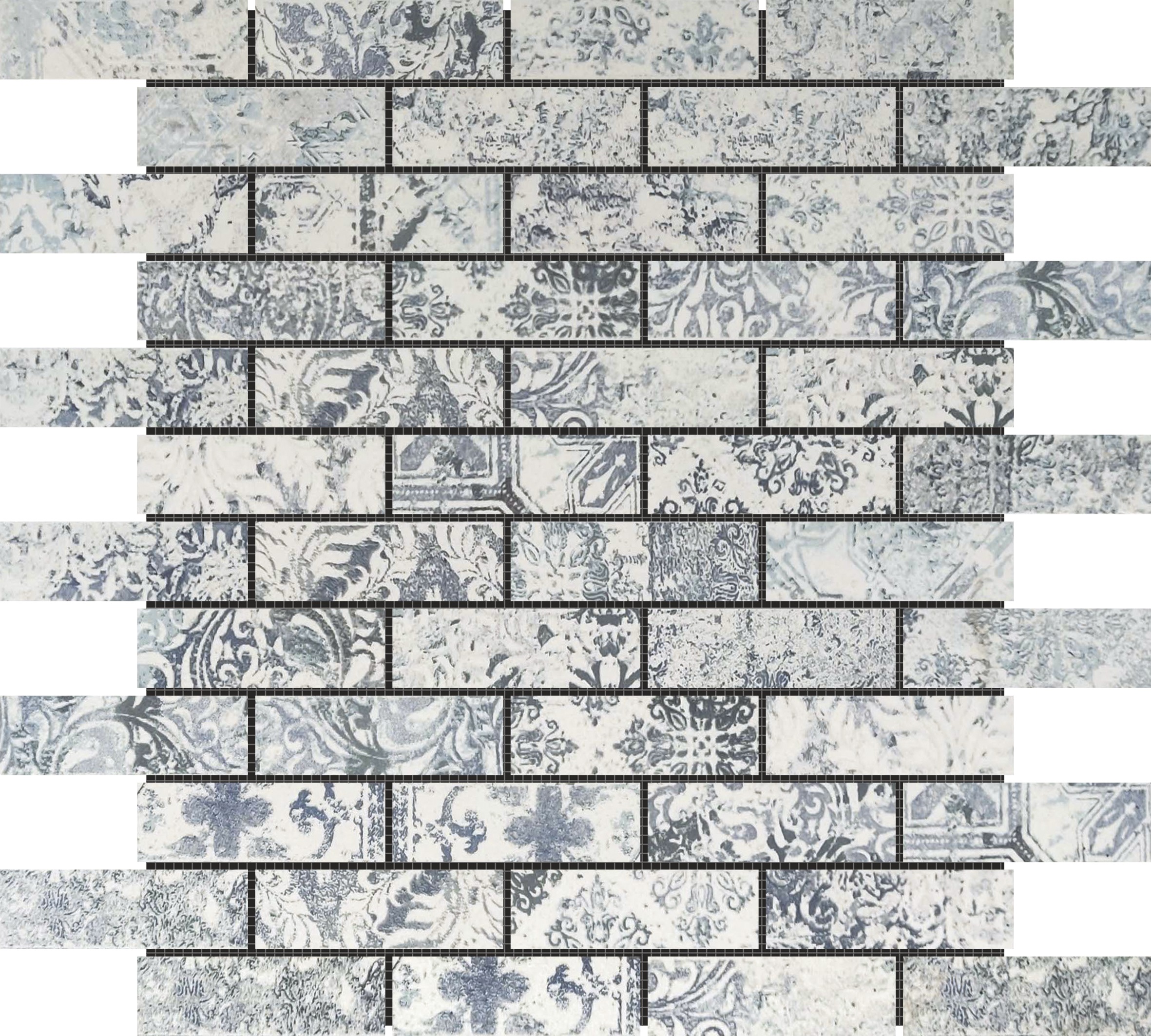 Grey Mix Pattern Deco Brick Matte Glazed Porcelain 1