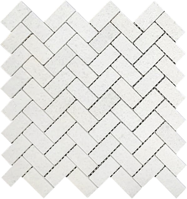 Herringbone Crystal White Marble Polished 1